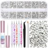 Shynek 3600Pcs Gems Rhinestones with Makeup Glue, Tweezers Dotting Tools for Face Nail Art Body Hair Eye Jewels Crafts Decoration