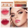 10 Colors Liquid Tint Stain Set, Korean Lip Gloss Moisturizing Natural Mini Liquid Lipstick, Long-Lasting & Non-Stick Cup, Multi-Use Lip and Cheek Tint Stain