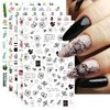 10 Sheets Spring Flower Nail Art Stickers Decals Self-Adhesive Pegatinas para Uñas Black White Floral Rose Leaf Design Manicure Tips Nail Decoration for Women Girls