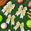10 Pcs Baseball Softball Hair Bows Double Layers Bows with White Ribbon Sports Gifts for Girls Baseball Softball Accessories for Cheer Ponytail Holder Scrunchies for Girl Women(Yellow, Softball)
