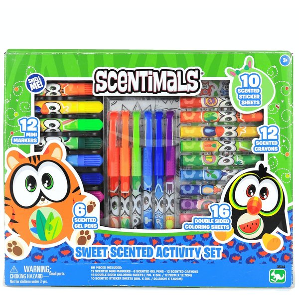 Scentimals Sweet Scented Activity Set - Art Supplies - Markers, Crayons, Gel Pens, Stickers - Coloring Kit Book, Fun Stationery Set - Great Gift for Christmas