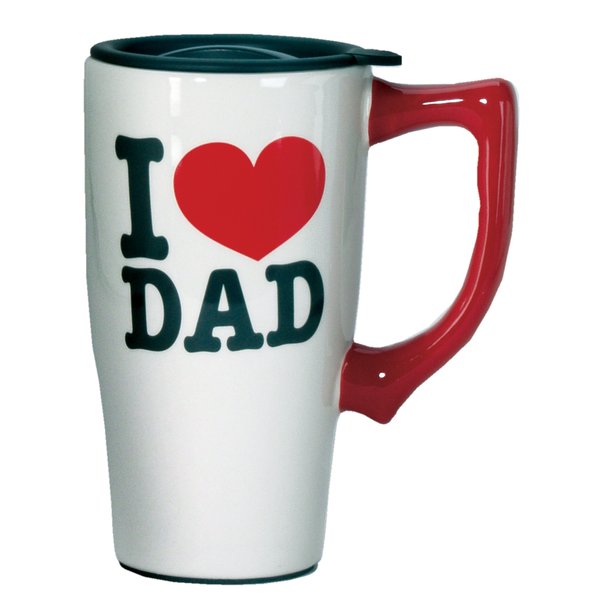 Spoontiques - Ceramic Travel Mugs - I Love Dad Cup - Hot or Cold Beverages - Gift for Coffee Lovers