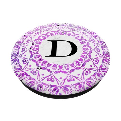 Cell Phone Pop Up Grip Holder,Monogram Mandala White Pink D PopSockets Grip and Stand for Phones and Tablets