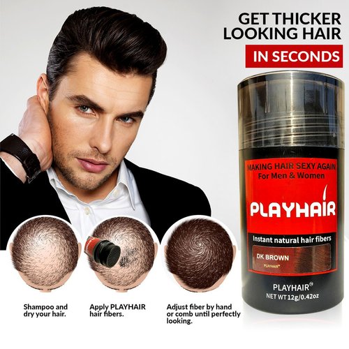 Hair Building Fibers to Conceal Instantly for Thinning Hair, Bald spot & Cover Up Hair Loss to Add Volume for Full & Thick Hair for Men & Women by (Black) (dark brown)
