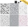 Cute Cartoon Nail Art Stickers Kawaii Cat Nail Stickers Graffiti Cat Dog Flower Star Heart Design 3D Self-Adhesive Nail Decals Black White Nail Art Supply for Women Girls Manicure Accessories 6Sheets