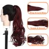 Sintario 30 Inch Flexible Wrap Around Ponytail Extension Long Burgundy Wine Red Ponytail Hair Extensions Curly Wave Synthetic Ponytails Hairpiece for Women Daily Use (99J/118A#)