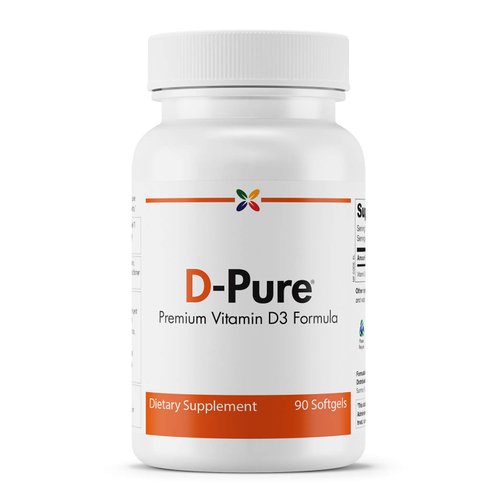 Stop Aging Now - D-Pure Formula 125 MCG - Premium Vitamin D3 5000 IU with Safflower Oil - Muscle, Teeth and Bone Health, Heart Health, and Immune Support - 90 Softgels