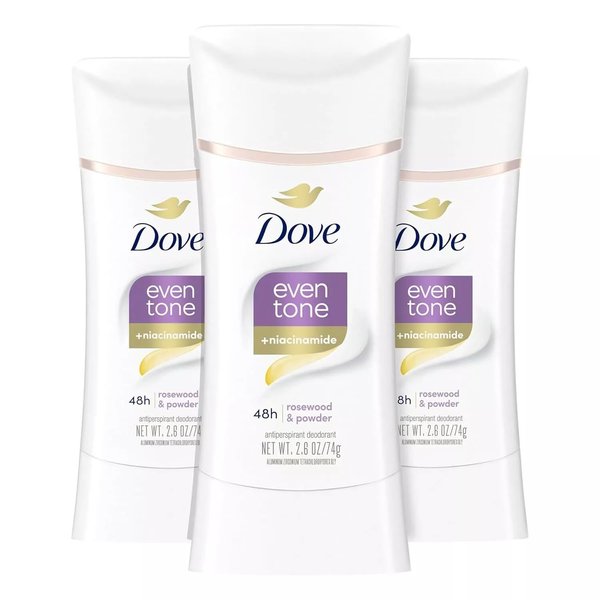 Dove Even Tone Antiperspirant Deodorant for Uneven Skin Tone Restoring Powder Sweat Block for All-Day Fresh Feeling 2.6 oz 3 Count