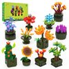 JMBricklayer Flowers Succulents Building Sets for Adults 10001, 12 Pack Tiny Plants Botanical Collection Display for Room Decor, Bonsai Flowers Building Blocks Gifts for Women Girls, Cute Succulents