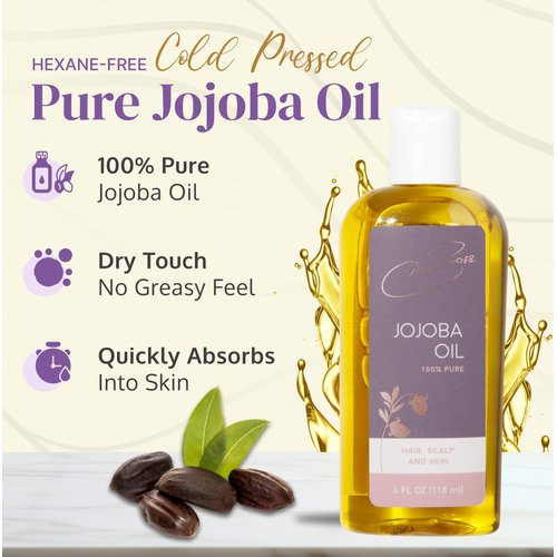 Nora Ross Jojoba Oil, Relaxing Massage Oil, Rejuvenating Aromatherapy Oil, Nourishing Essential Oil for Skin, Hair, Nails, Body Oil for Dry Skin, Jojoba Extract Oil 4 Oz