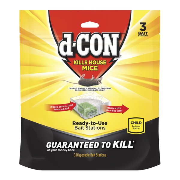 d-Con Disposable Corner Fit Mouse Bait Station, 0.5 Oz (Pack of 3)