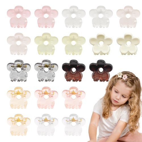 20 Pack Mini Flower Hair Clips Cute Hair Barrettes Small Flower Claw Clip Bangs Hair Pin Floral Shape Hair Accessories for Thin Hair Women and Girls (10 Colors)
