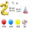 Car Party Supplies - Birthday Party Decorations for 2 years old Kids,Contain a Traffic Banner,a Birthday hat,3 Birthday Glasses,8 Foil Balloons,34 Balloons,Great for Kids Birthday Party