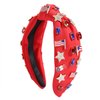 4 th of July Headband for Women American Flag Knottted Headband Star USA Charm Fourth of July Patriotic Headband Headpiece Red White and Blue Crystal Top Knot Wide Hairband Hair Accessories Gift (red patriotic headband)