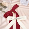2Pcs Silky Satin Hair Bows for Women Hair Clip Hair Ribbon Ponytail Holder Accessories Slides Metal Clips Hair Bow for Girls Toddlers Teens Kids-Beige/Red