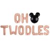 Geloar Oh Twodles Balloons Banner, Oh Twodles 2nd Birthday Party Decorations for Themed of Minnie Micky Mouse for Girl Boy Oh Twodles Birthday Party Supplies Decorations Set Of 12PCS Kit (Rose Gold)