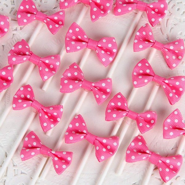 INNORU [Pack of 18] Children's Birthday Baby Shower Party Bow Dots Cupcake Toppers Cake Decoration Supplies