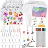 TUPARKA 60 Pieces Heat Shrink Plastic Sheet Kit, Including 10 Pieces Blank Shrink Film Paper and 5 Pieces Shrink Art Paper with Pattern, Punch, Keyring, Pencils