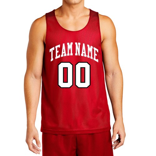 Custom Reversible Basketball Jersey - Front and Back (Adult Medium, Red)