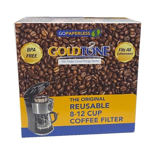 GOLDTONE Reusable 8-12 Cup Basket Coffee Filter fits Mr. Coffee Makers and Brewers, Replaces your Paper Coffee Filters, BPA Free