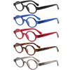 JOSCHOO 5 Pack Retro Round Reading Glasses Mini Small Comfortable Readers for Women Men (5 Mix, 2.5)Medium