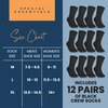 Special Essentials 12 Pairs Cotton Diabetic Socks for Men & Women - Non-Binding Extra Wide Top Neuropathy Socks - Crew Socks Black 10-13