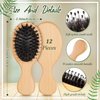 Tessco 12 Pcs Mini Travel Wooden Hair Brush for Women Girls Hair Mini Pocket Hairbrush Boar Bristle Hair Brushes Small Wooden Hair Brush Bulk for Thick Curly Thin Long Short Wet or Dry Hair
