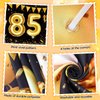 Black Gold 85th Birthday Decorations for Men Women, Black and Gold Birthday Yard Banner Sign and 18 PCS 85th Happy Birthday Balloons for 85th Anniversary Birthday Party Supplies Outdoor Yard Decor