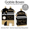 Big Dot of Happiness New Year's Eve - Gold - Treat Box Party Favors - 2024 New Years Eve Party Goodie Gable Boxes - Set of 12