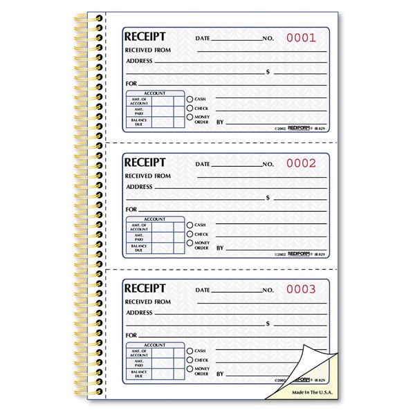 Rediform Gold Standard Money Receipt Book, 2.75" x 5", 225 Numbered Duplicates (8L829)