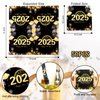 LOLStar Happy New Year 2025 Napkins Disposable 50PCS Black Gold Silver Dinner Paper Napkins 6.5 × 6.5'' Cocktail Napkins for Kitchen Tableware Holiday New Years Eve Party Supplies New Year Decorations