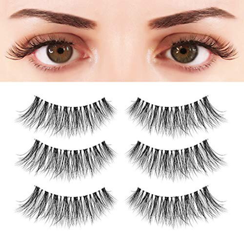 Eyelashes Natural Look False Lashes - Bepholan Fake Eyelashes 5D Super Fluffy False Eyelashes Clear Band Wispy Lashes 3-Pack Faux Mink Lashes,XMZ90-3