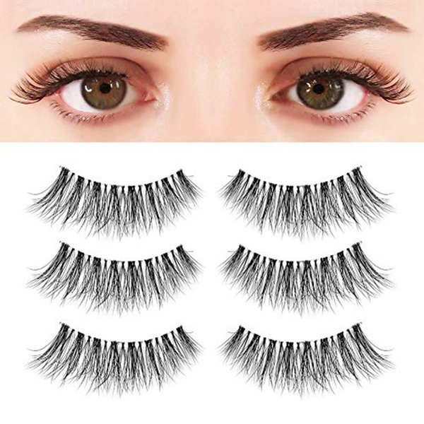 Eyelashes Natural Look False Lashes - Bepholan Fake Eyelashes 5D Super Fluffy False Eyelashes Clear Band Wispy Lashes 3-Pack Faux Mink Lashes,XMZ90-3