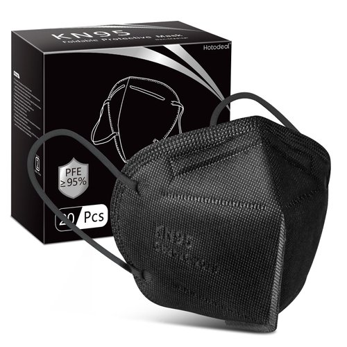 KN95 Face Mask 20 PCS,5 Layers Cup Dust Mask Against PM2.5 from Fire Smoke, Dust, for Men, Women, Essential Workers(Black)