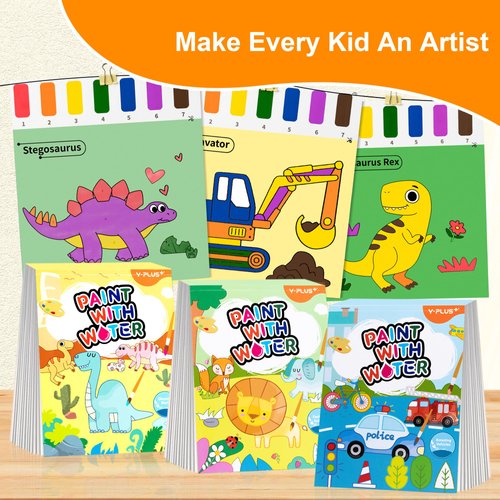 YPLUS Paint with Water Books for Toddlers, Watercolor Painting Paper for Kids Ages 1-3, 2-4, Art Craft Gift for Drawing with Brush (3 Themes)
