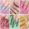 RARJSM Glitter Gel Nail Polish Set, Reflective Shinny Gel Polish Explosion Diamond Nail Gel 6PCS Gold Hot Pink Green Red Silver Gel Nail Art Varnish Manicure Kit in Gift Package