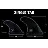 Ho Stevie! FRP Quad (4) Surfboard Fins - Stronger Than Regular Nylon Fins - includes Fin Bag, Screws, Wax Comb and Fin Key (Black, Single Tab)