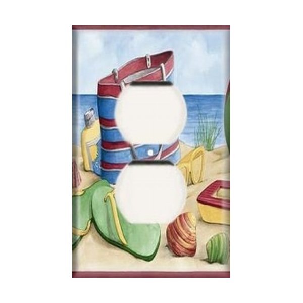 SnazzySwitch Beach Bag Decorative Outlet Cover - Single Duplex Receptacle Wall Plate