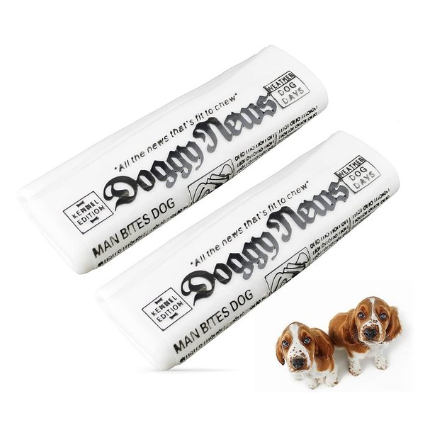 GabeFish 2PC Funny Newspaper Squeaky Toy for Dogs, 7 x 2.5-in (18 x 6.5cm) Interactive Sounds Pets Toy