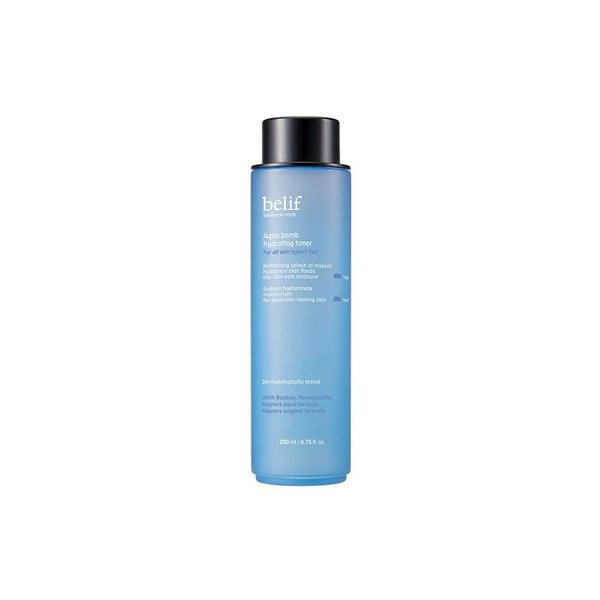 belif Aqua Bomb Hydrating Toner with Hyaluronic Acid, Lightweight Moisturizing Water Facial Toner, Good for Dry Skin and Uneven Texture, For Normal, Dry, Combination, Oily Skin, Korean Skin Care