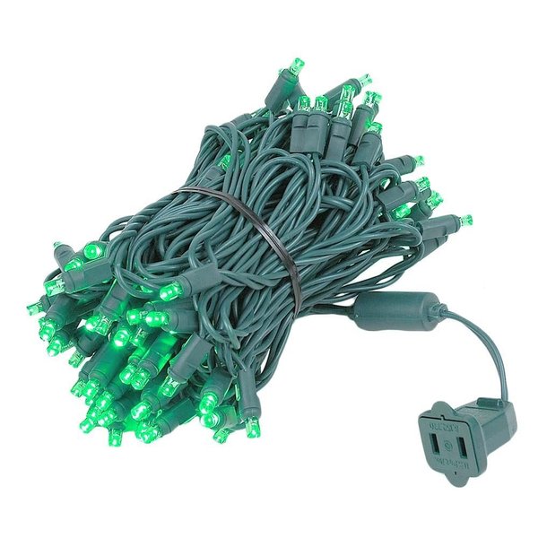 Novelty Lights 100 Light LED Christmas Mini Light Set, Outdoor Lighting Party Patio String Lights, Green, Green Wire, 34 Feet