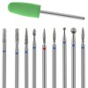 Jeffdad 10pcs Nail Drill Bits Set, Professional Nails Diamond Bits Russian Cuticle Remover Bits Kit for Acrylic Gel Nails Home Salon