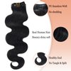 Seamless Clip in Hair Extensions Remy Human Hair, 12 Inch Natural Black Body Wave, Real Human Hair Extensions Invisible PU Clip Ins Skin Weft 90g 7pcs