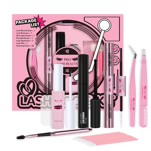 PRO DIY Lash Extension Tools Kit Lash Clusters Tools Lash Bond and Seal Lash Overnighter Cluster Lash Tweezer for Beginner DIY Lashes at Home (DIY Lash Tools)