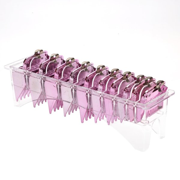 Clipper Guards Cutting Guides Compatible with Wahl Clipper with Metal Clip-from 1/16 Inch to 1 Inch(1.5-25mm)，10 Pack (Light Pink)