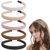 Kasmena 5PCS 0.6" Sponge Padded Headband for Women Girls Thin Headbands,Non-Slip Soft Wide Hairbands Artificial Fabric Headband Hair Accessories,Comfortable Color