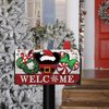FBCOO Welcome Christmas Mouse Santa Mailbox Cover Magnetic Standard Size 21" x 19", Xmas Peppermint Candy Wreath Decorative Post Letter Box Decor, Farmhouse Holiday Garden Yard Outdoor Decoration