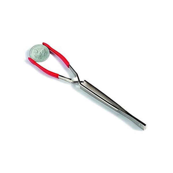 (1) Lighthouse Wide Grip Coin Tongs with Red Rubber Covered Tips for Safe Handling of Your Collectible Coins