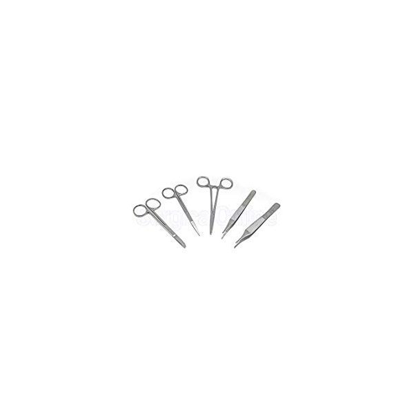 5 Pieces Scissors Forceps Hemostats Needle Holders Suture Lacreamon Set