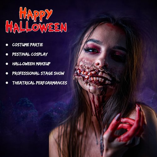 DE'LANCI Halloween SFX Makeup Kit, 17 Pcs Pro Special Effects Stage Makeup for Vampire Zombie Makeup, Easy to Use Demonic FX Set for Beginners with Scar Wax,Liquid Latex,Fake Blood,Bruise Wheel,Cotton